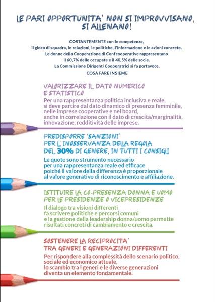 Le Pari Opportunità non si improvvisano, si allenano! La buona prassi delle cooperatrici